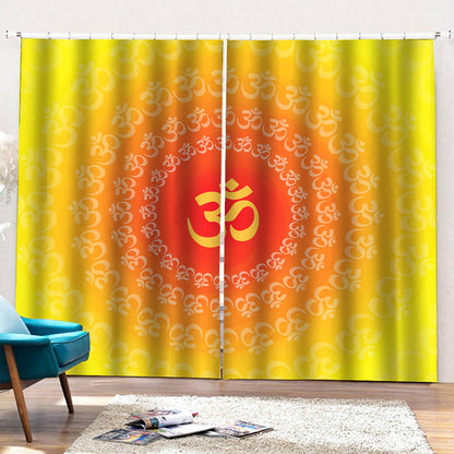 Indian Om Sign Print Pencil Pleat Curtains