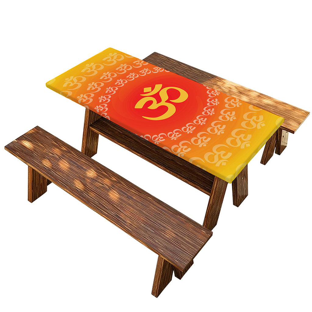 Indian Om Sign Print Picnic Table Cover