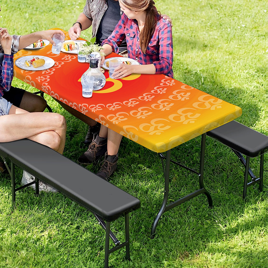 Indian Om Sign Print Picnic Table Cover