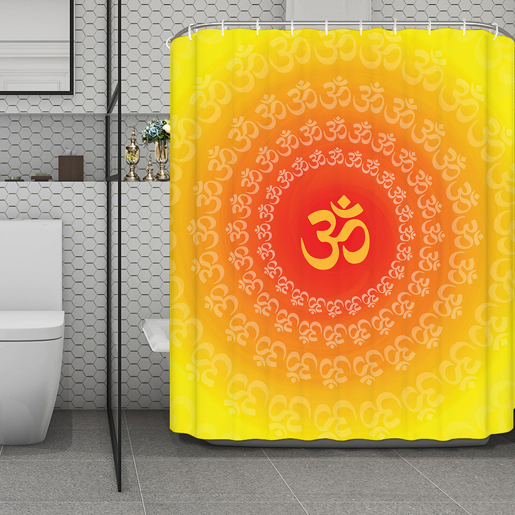 Indian Om Sign Print Polyester Shower Curtain