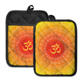Indian Om Sign Print Pot Holders With Pocket