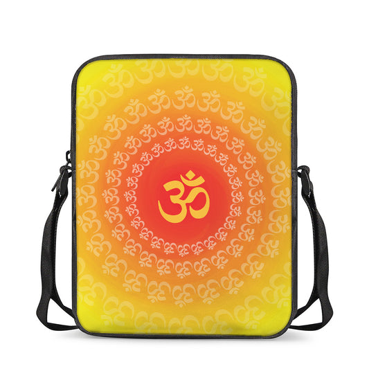 Indian Om Sign Print Rectangular Crossbody Bag