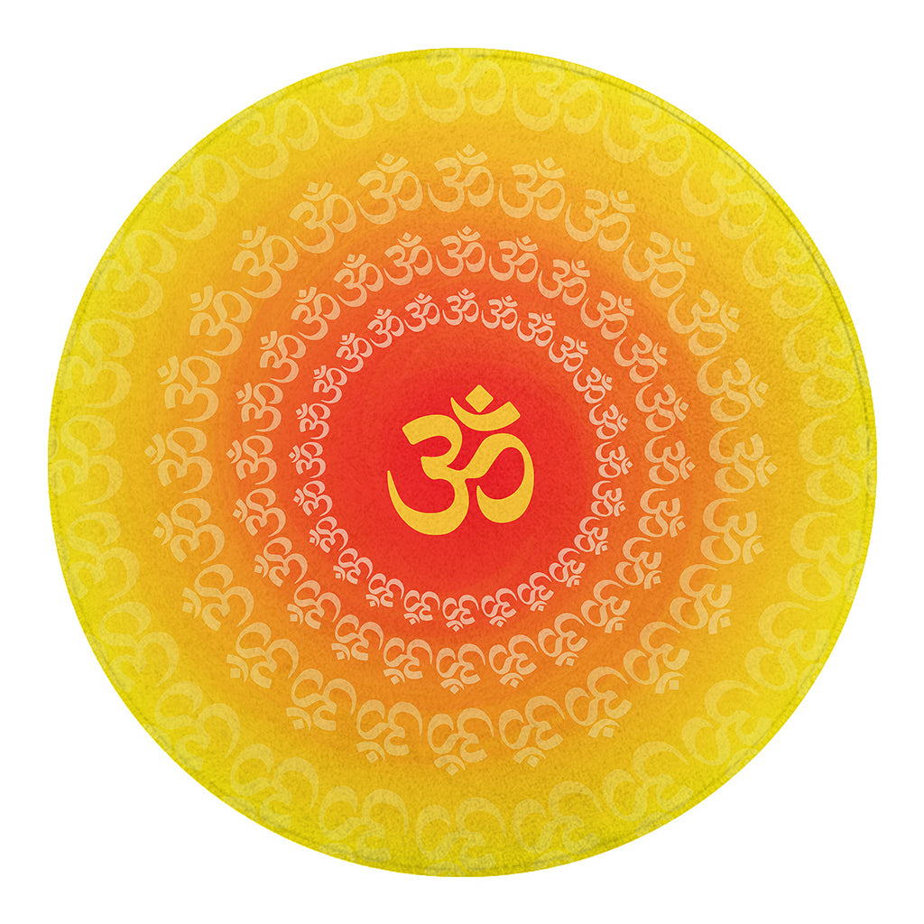Indian Om Sign Print Round Blanket