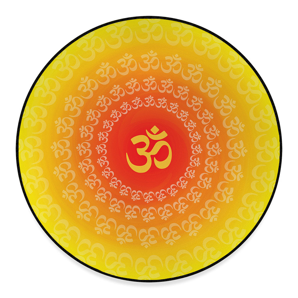Indian Om Sign Print Round Floor Mat