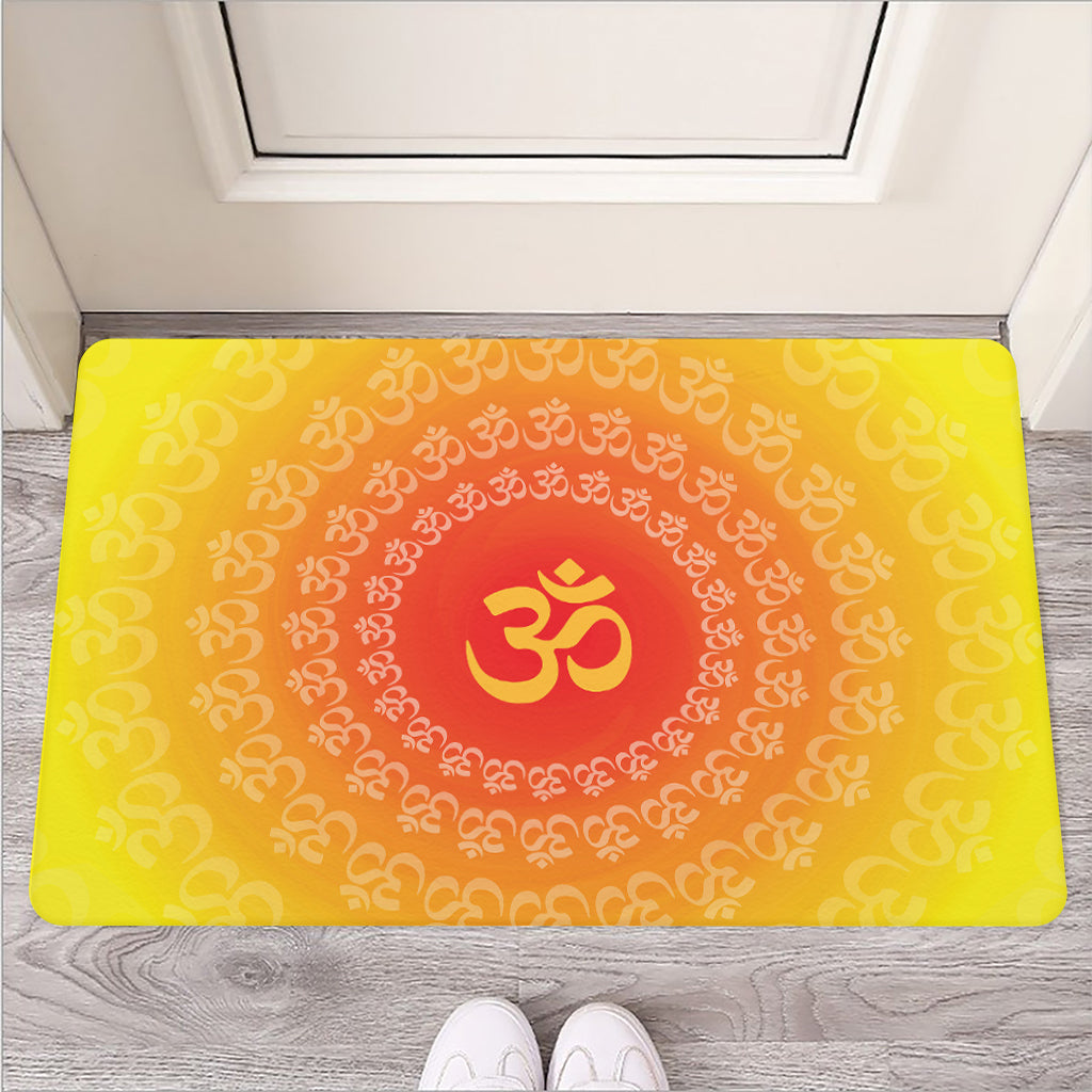 Indian Om Sign Print Rubber Doormat
