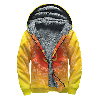 Indian Om Sign Print Sherpa Lined Zip Up Hoodie