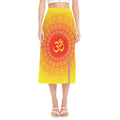 Indian Om Sign Print Side Slit Midi Skirt
