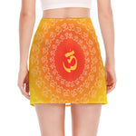 Indian Om Sign Print Side Slit Mini Skirt