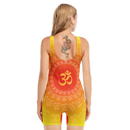 Indian Om Sign Print Sleeveless One Piece Swimsuit
