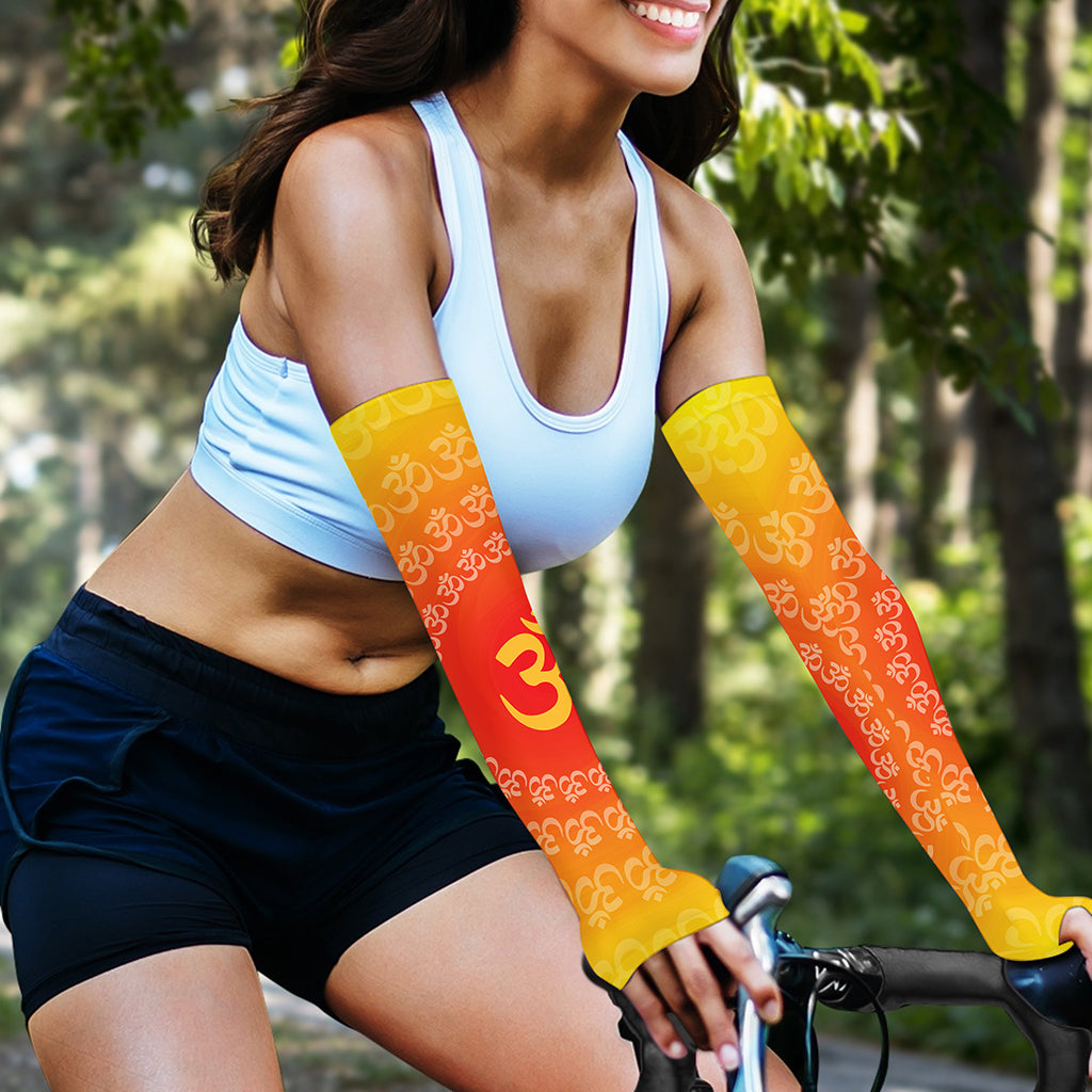 Indian Om Sign Print Sun Protection Arm Sleeves