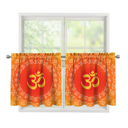 Indian Om Sign Print Tier Curtains
