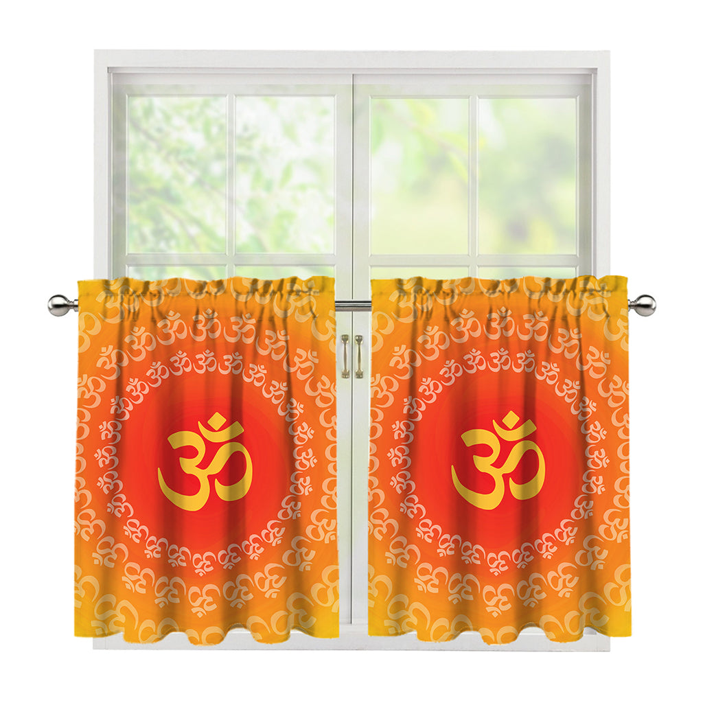 Indian Om Sign Print Tier Curtains