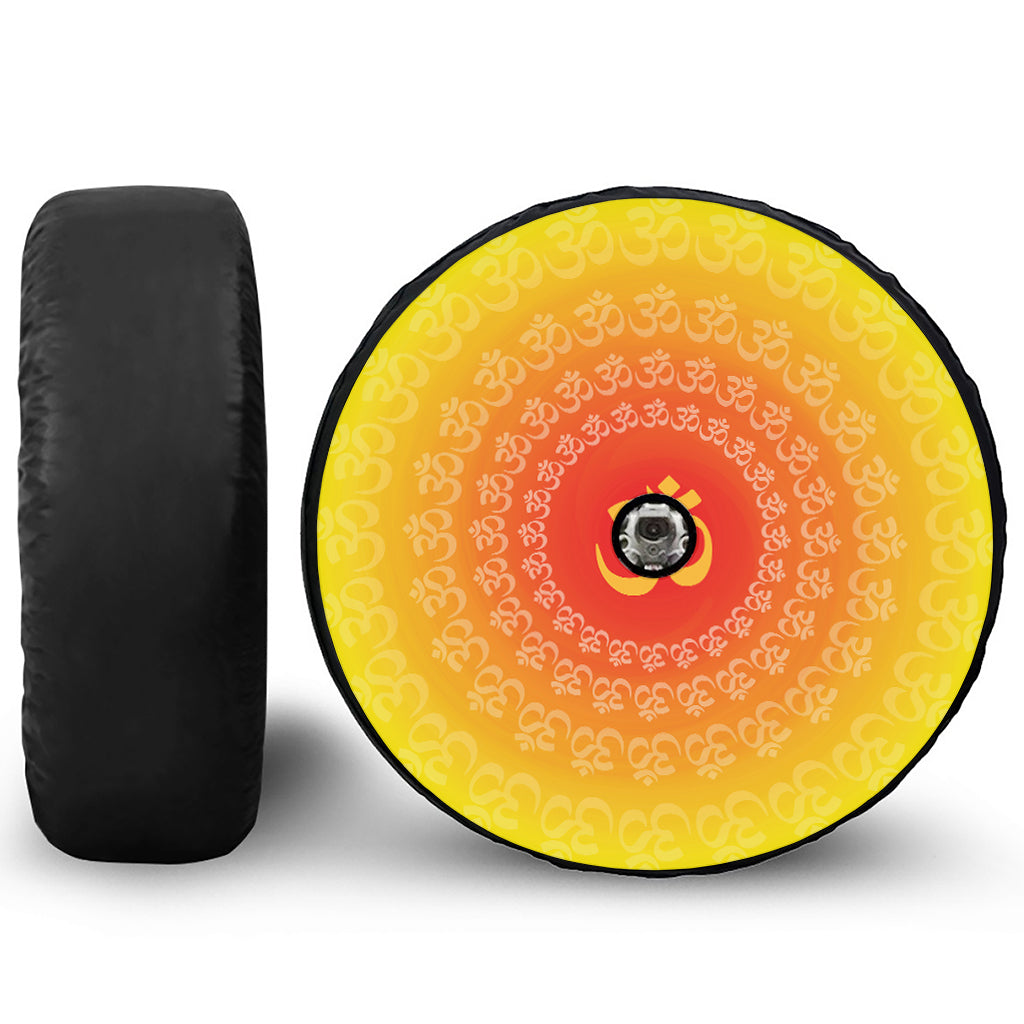 Indian Om Sign Print Tire Cover With Camera Hole