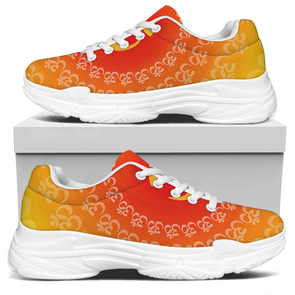 Indian Om Sign Print White Chunky Shoes