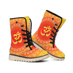 Indian Om Sign Print Winter Boots