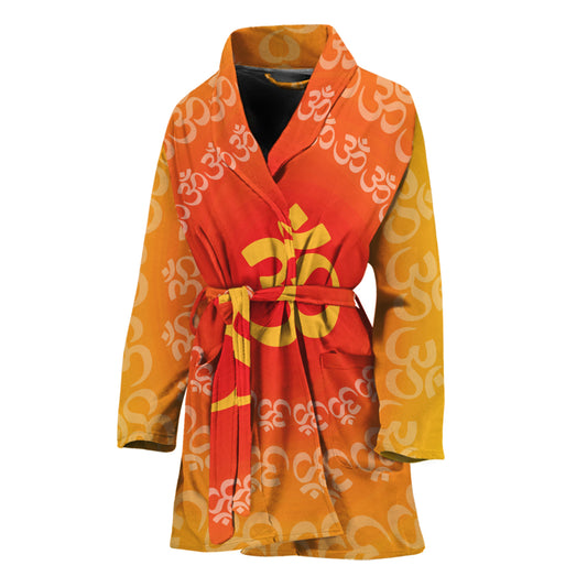 Indian Om Sign Print Women's Bathrobe
