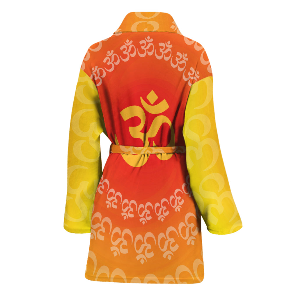 Indian Om Sign Print Women's Bathrobe
