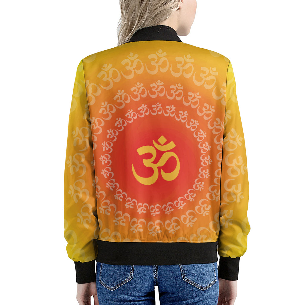 Indian Om Sign Print Women's Bomber Jacket