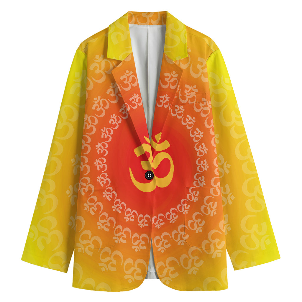 Indian Om Sign Print Women's Cotton Blazer