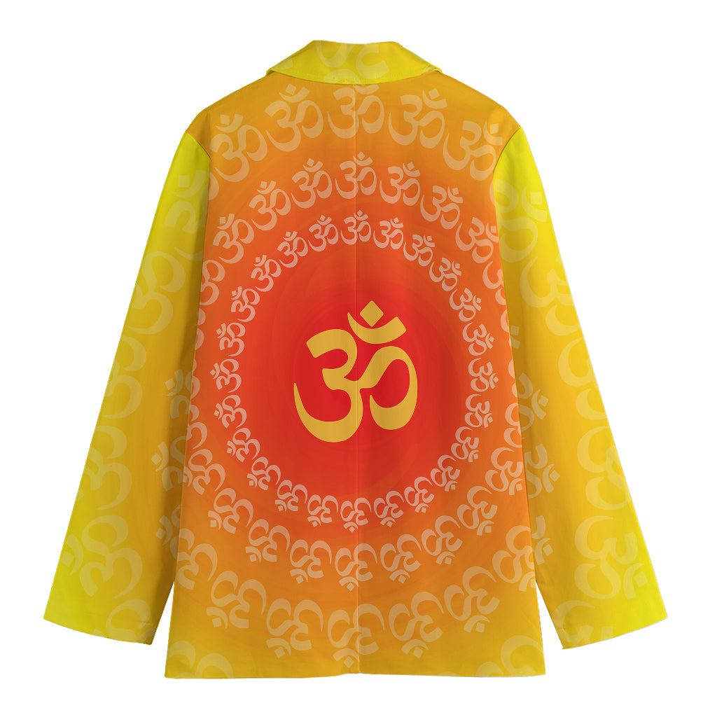 Indian Om Sign Print Women's Cotton Blazer