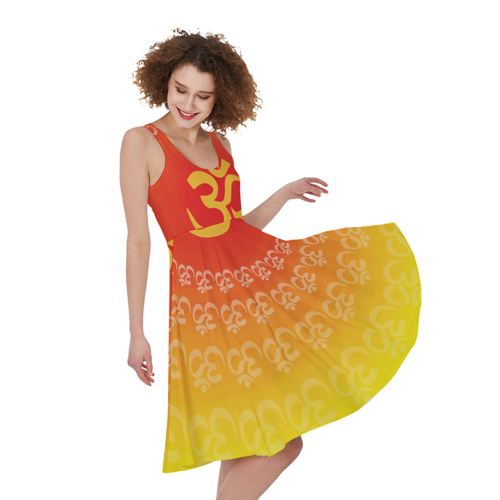 Indian Om Sign Print Women's Sleeveless Dress