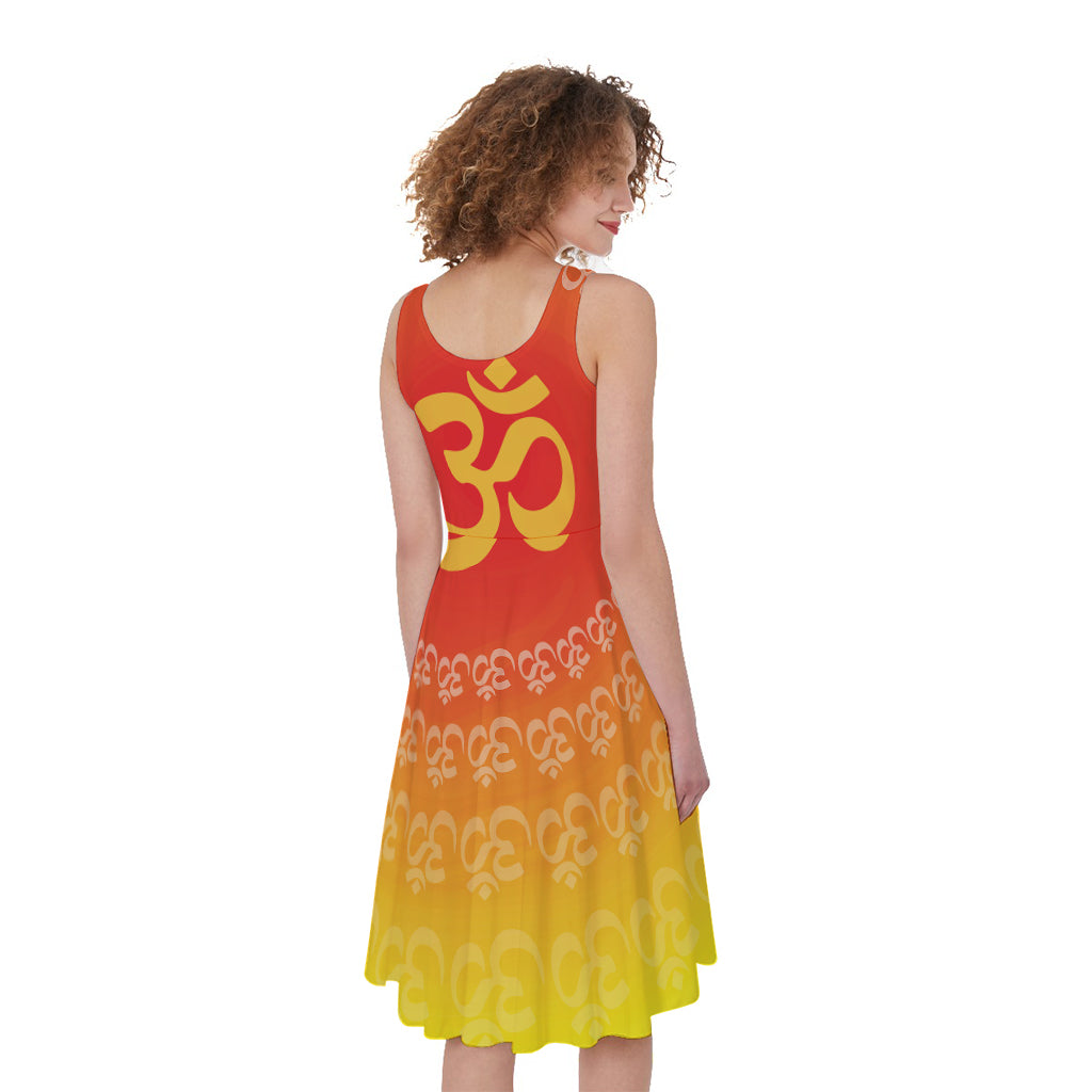 Indian Om Sign Print Women's Sleeveless Dress
