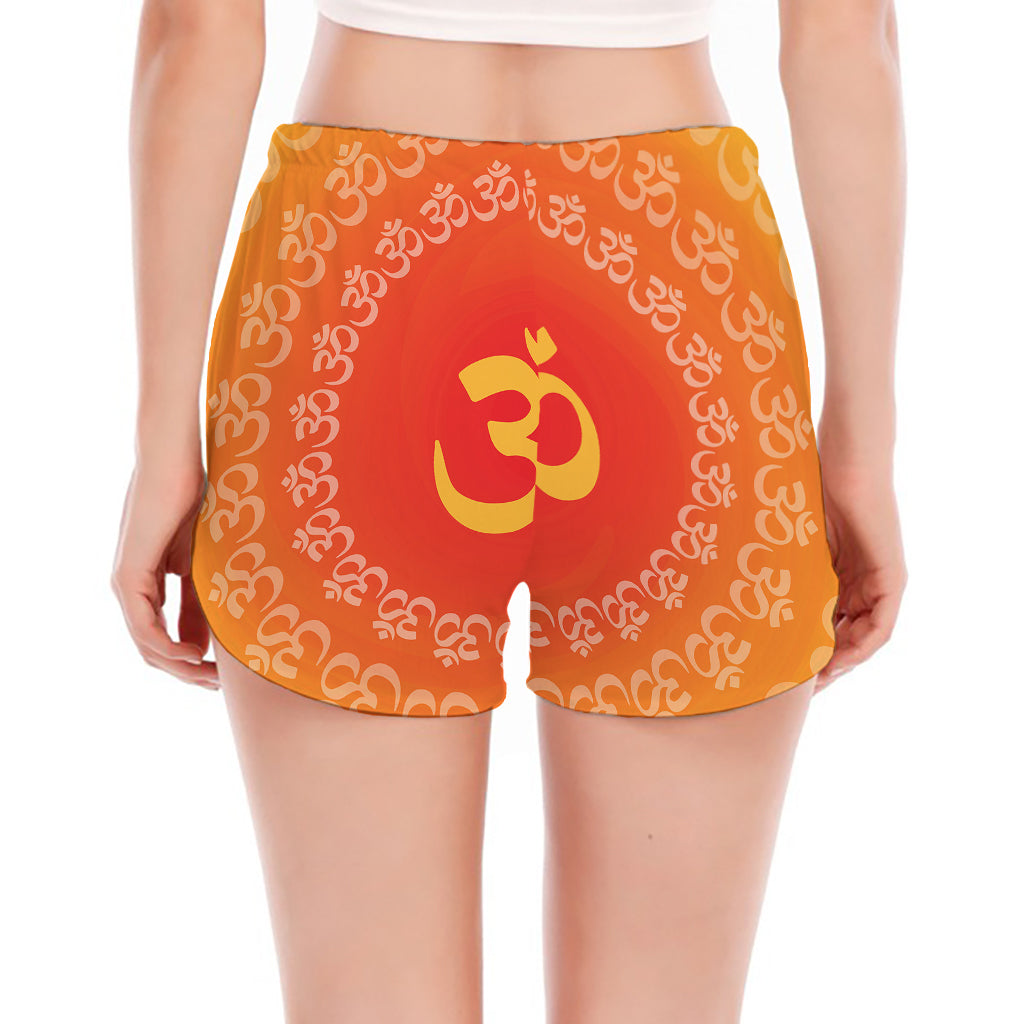 Indian Om Sign Print Women's Split Running Shorts