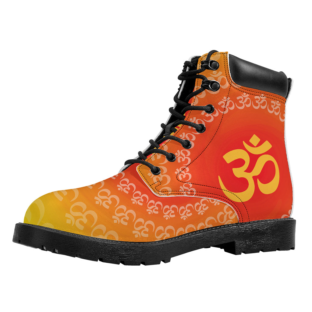 Indian Om Sign Print Work Boots