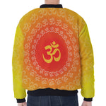 Indian Om Sign Print Zip Sleeve Bomber Jacket