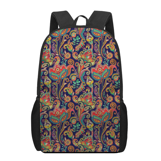 Indian Paisley Pattern Print 17 Inch Backpack