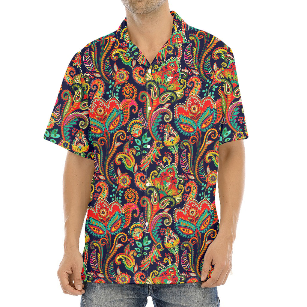 Indian Paisley Pattern Print Aloha Shirt