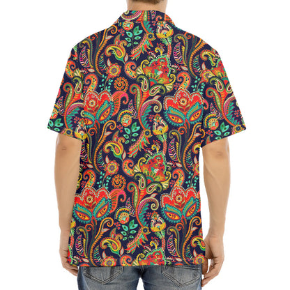 Indian Paisley Pattern Print Aloha Shirt