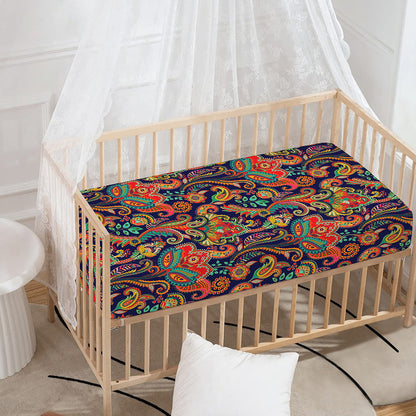 Indian Paisley Pattern Print Baby Crib Sheet