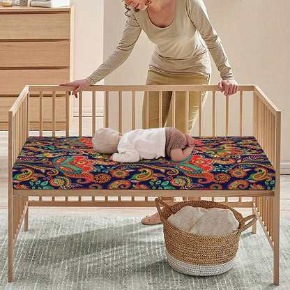 Indian Paisley Pattern Print Baby Crib Sheet