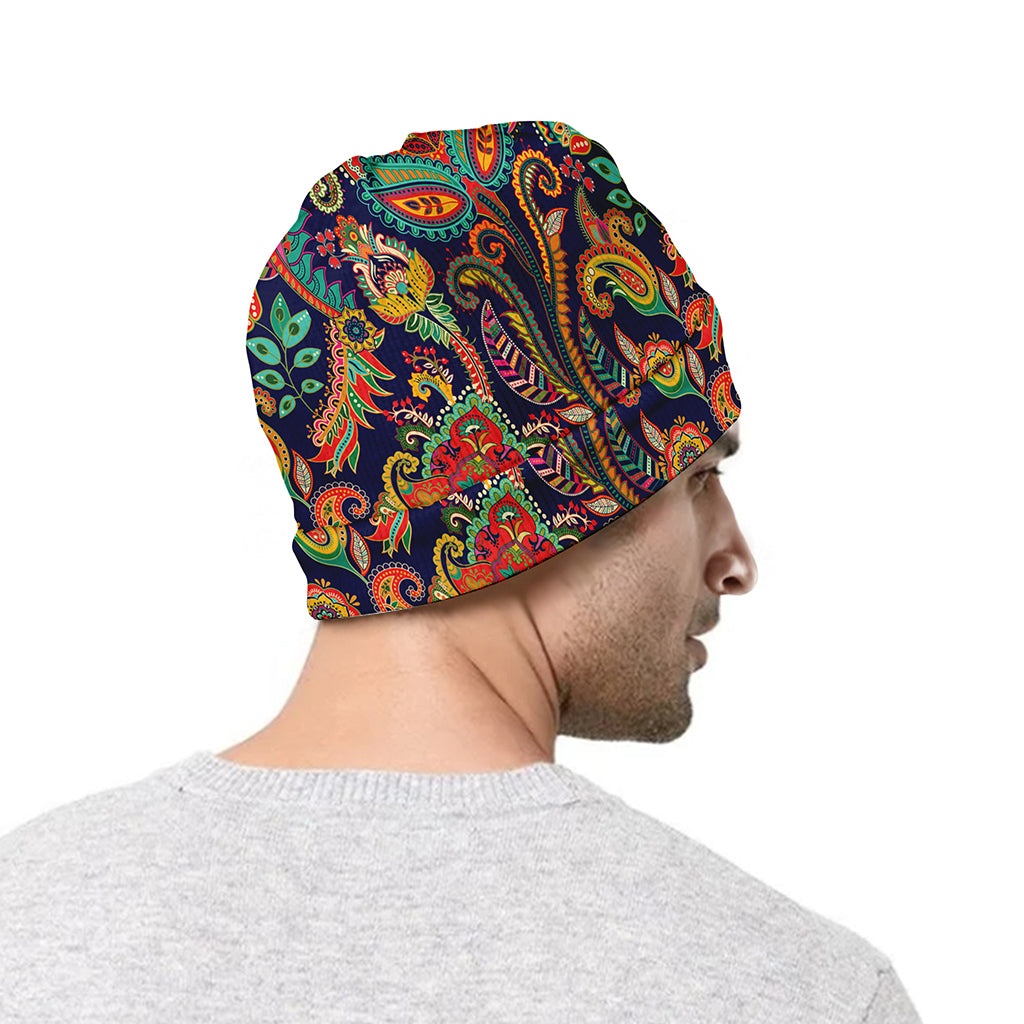 Indian Paisley Pattern Print Beanie