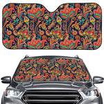 Indian Paisley Pattern Print Car Windshield Sun Shade