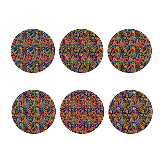 Indian Paisley Pattern Print Coaster Set