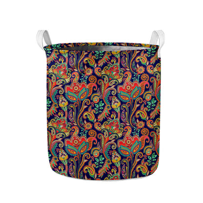 Indian Paisley Pattern Print Collapsible Laundry Basket