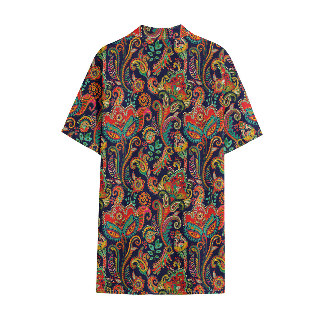 Indian Paisley Pattern Print Cotton Hawaiian Shirt