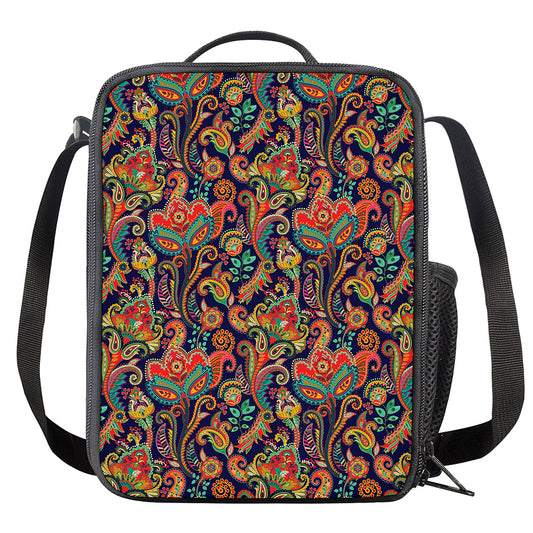 Indian Paisley Pattern Print Crossbody Lunch Bag