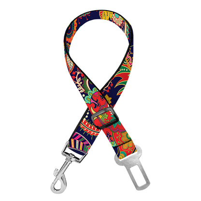 Indian Paisley Pattern Print Dog Seat Belt