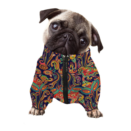 Indian Paisley Pattern Print Dog Zip Up Jacket