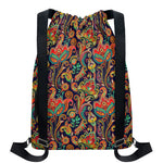 Indian Paisley Pattern Print Drawstring Backpack