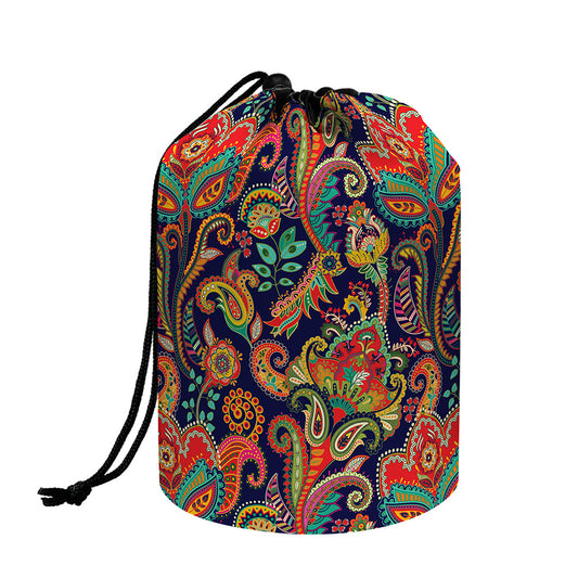Indian Paisley Pattern Print Drawstring Makeup Bag