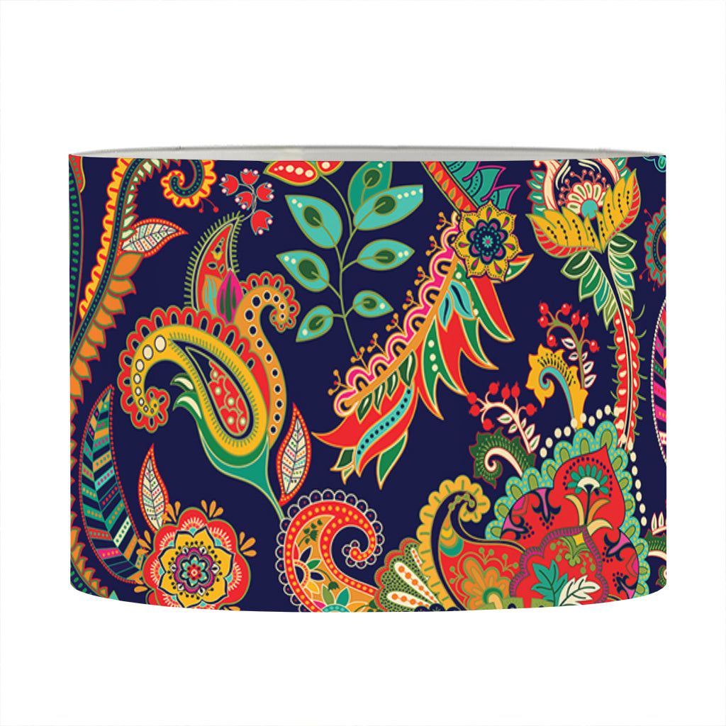 Indian Paisley Pattern Print Drum Lamp Shade