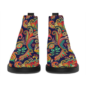 Indian Paisley Pattern Print Flat Ankle Boots