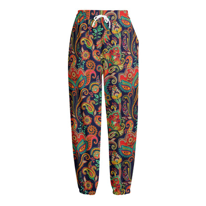 Indian Paisley Pattern Print Fleece Lined Knit Pants