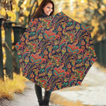 Indian Paisley Pattern Print Foldable Umbrella