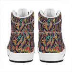 Indian Paisley Pattern Print High Top Leather Sneakers