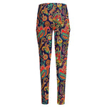 Indian Paisley Pattern Print High-Waisted Pocket Leggings